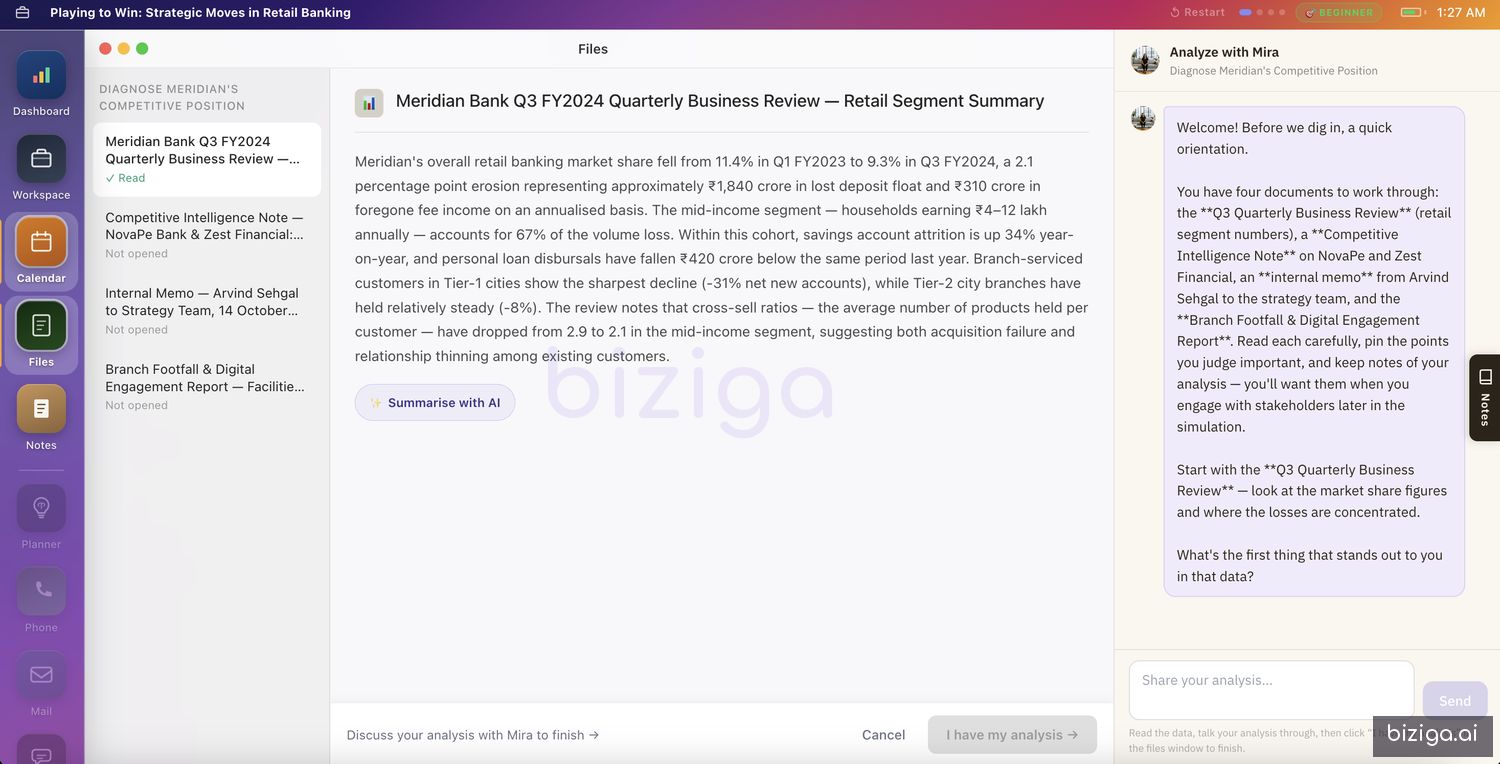 Reading real files: a quarterly business review analysed with Mira